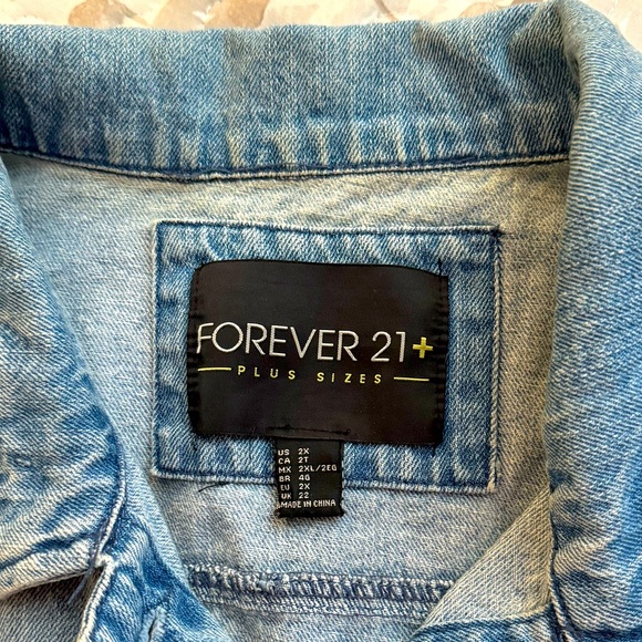 FOREVER 21+ - Denim Jacket in Blue with Fun Appliques - Picture 3 of 5